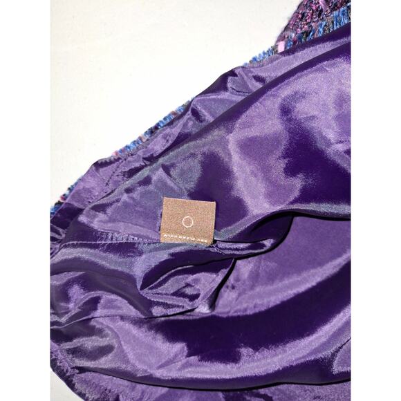 Bandolino Size 12 Purple Tweed Mini Skirt - Fringe Hem, Textured, Professional - Picture 5 of 6